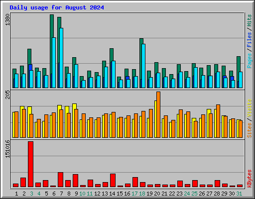 Daily usage for August 2024