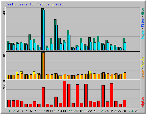 Daily usage for February 2025